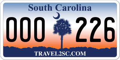SC license plate OOO226