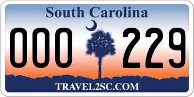 SC license plate OOO229