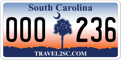 SC license plate OOO236