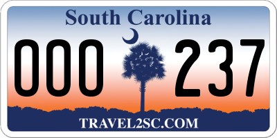 SC license plate OOO237
