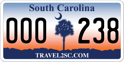 SC license plate OOO238