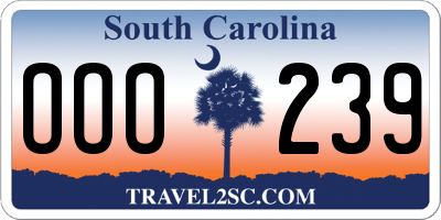 SC license plate OOO239