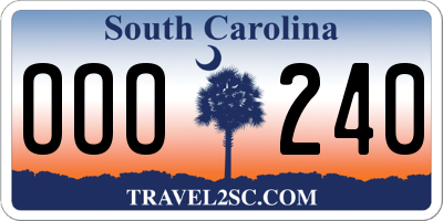 SC license plate OOO240
