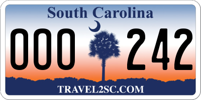 SC license plate OOO242