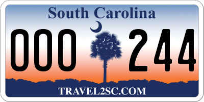 SC license plate OOO244