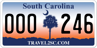 SC license plate OOO246