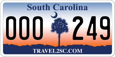 SC license plate OOO249