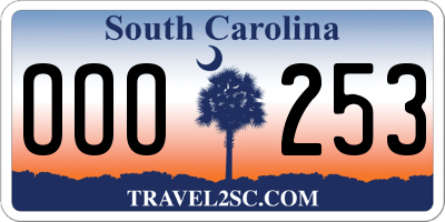 SC license plate OOO253
