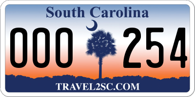 SC license plate OOO254