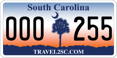 SC license plate OOO255