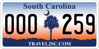 SC license plate OOO259
