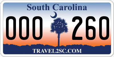 SC license plate OOO260