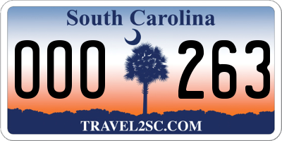 SC license plate OOO263