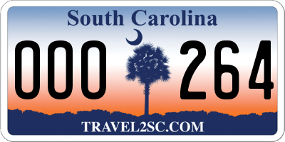SC license plate OOO264