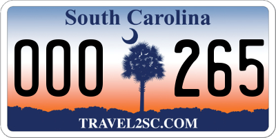 SC license plate OOO265