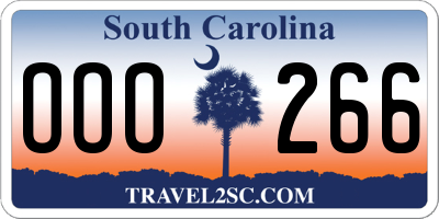 SC license plate OOO266