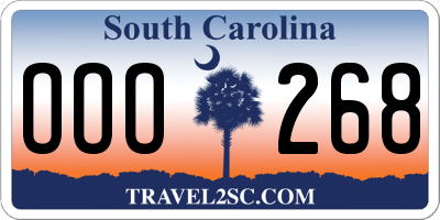 SC license plate OOO268