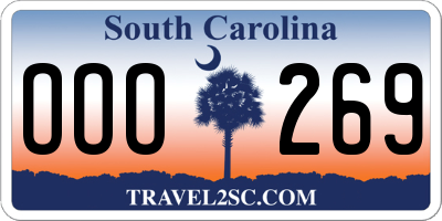 SC license plate OOO269