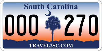 SC license plate OOO270