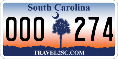 SC license plate OOO274