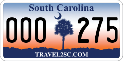 SC license plate OOO275