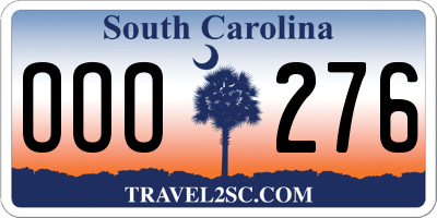 SC license plate OOO276