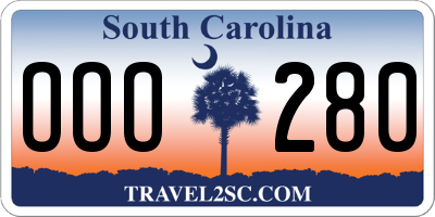 SC license plate OOO280
