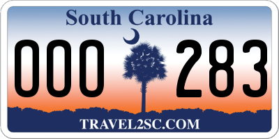 SC license plate OOO283