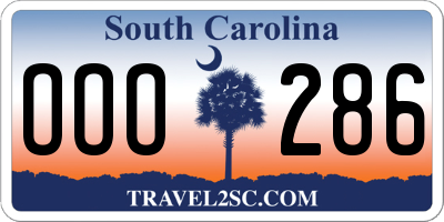 SC license plate OOO286