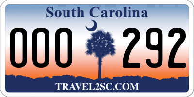SC license plate OOO292