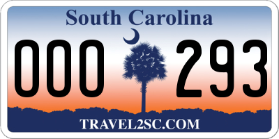 SC license plate OOO293