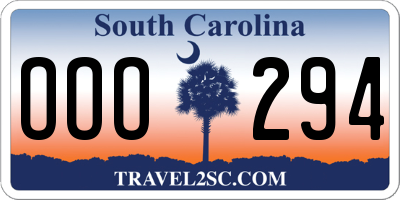SC license plate OOO294