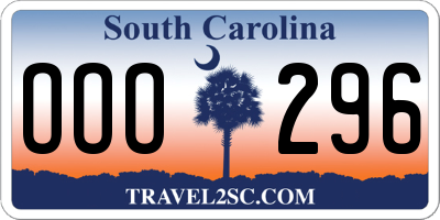 SC license plate OOO296