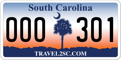 SC license plate OOO301