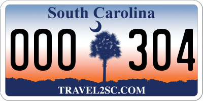 SC license plate OOO304