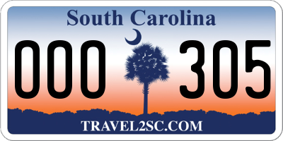 SC license plate OOO305