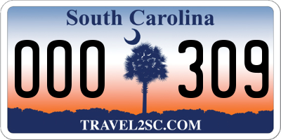 SC license plate OOO309