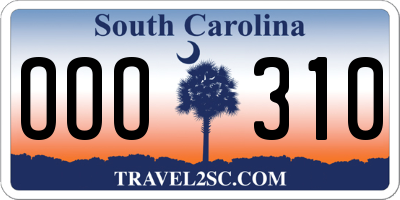 SC license plate OOO310