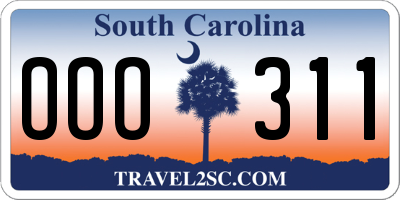 SC license plate OOO311