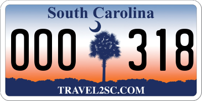 SC license plate OOO318