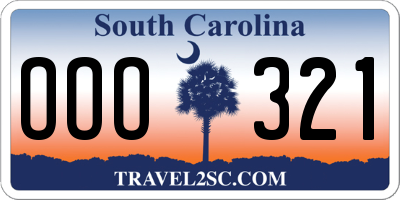 SC license plate OOO321