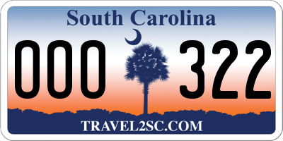 SC license plate OOO322