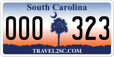 SC license plate OOO323