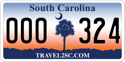 SC license plate OOO324