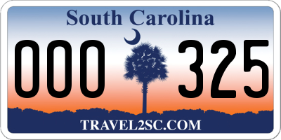 SC license plate OOO325