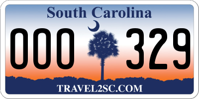 SC license plate OOO329
