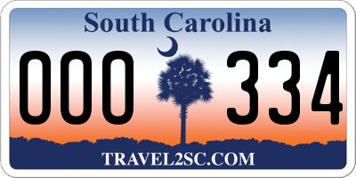 SC license plate OOO334