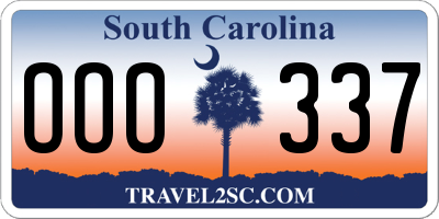SC license plate OOO337