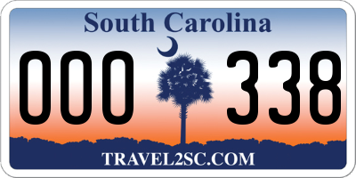 SC license plate OOO338