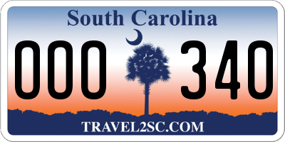 SC license plate OOO340